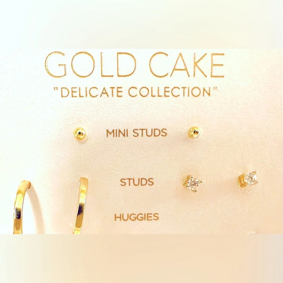 Gold Cake Earring Set Sterling Silver (set of 3) - Picture 1 of 6
